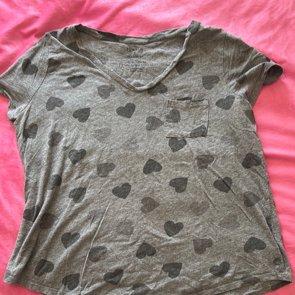 Torrid Gray Heart Patterned T-Shirt